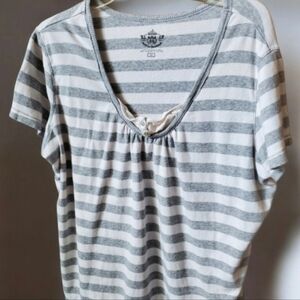 Route 66 Gray & White Striped Shirt size 1X